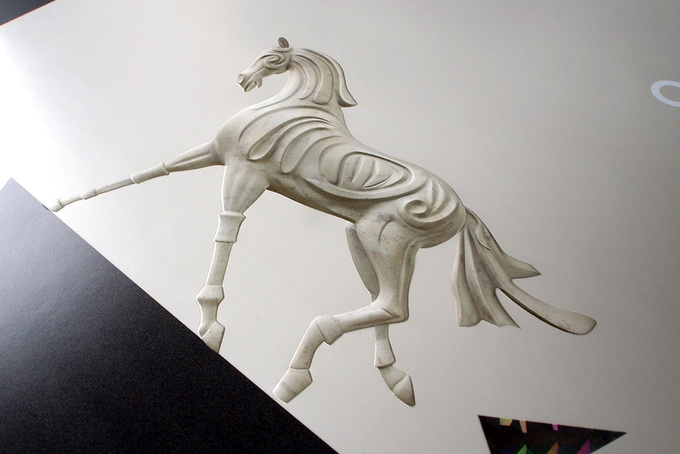 3D Prägung von einem Pferd auf Papier