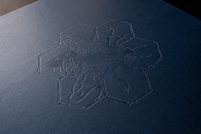 Blindprägung tief am Buchtitel